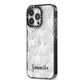Monochrome Pumpkins with Text iPhone 13 Pro Black Impact Case Side Angle on Silver phone