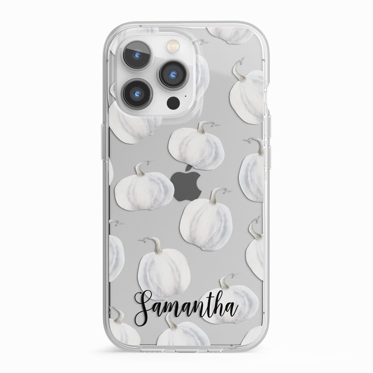 Monochrome Pumpkins with Text iPhone 13 Pro TPU Impact Case with White Edges