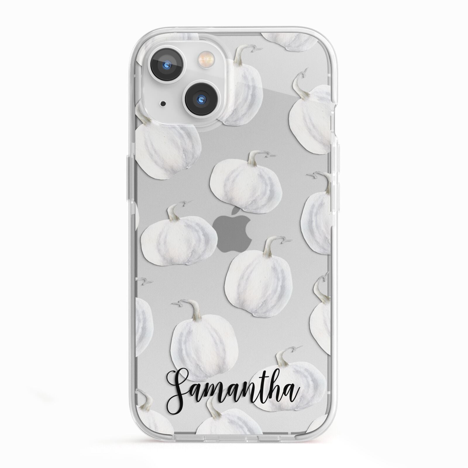 Monochrome Pumpkins with Text iPhone 13 TPU Impact Case with White Edges