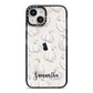 Monochrome Pumpkins with Text iPhone 14 Black Impact Case on Silver phone