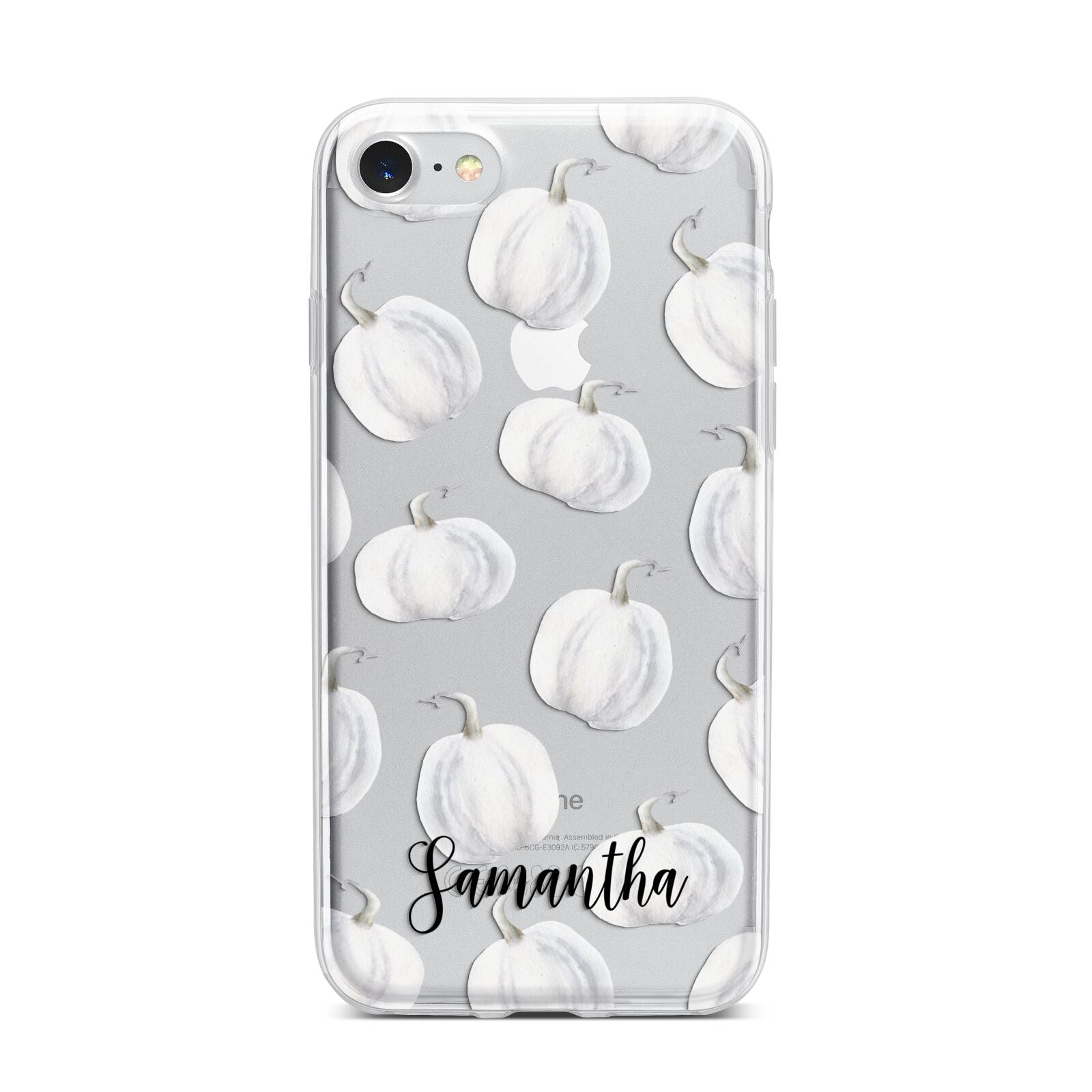 Monochrome Pumpkins with Text iPhone 7 Bumper Case on Silver iPhone