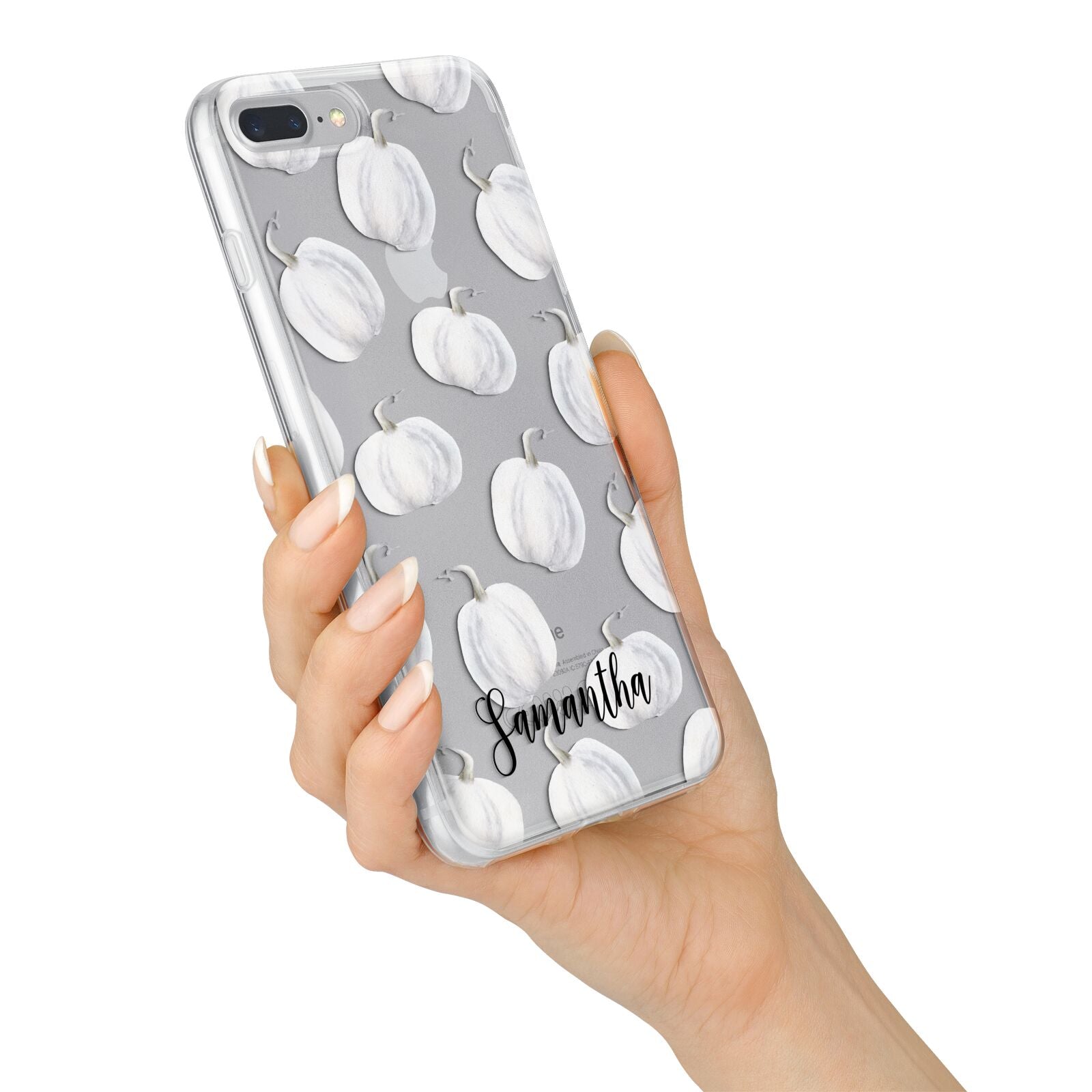 Monochrome Pumpkins with Text iPhone 7 Plus Bumper Case on Silver iPhone Alternative Image