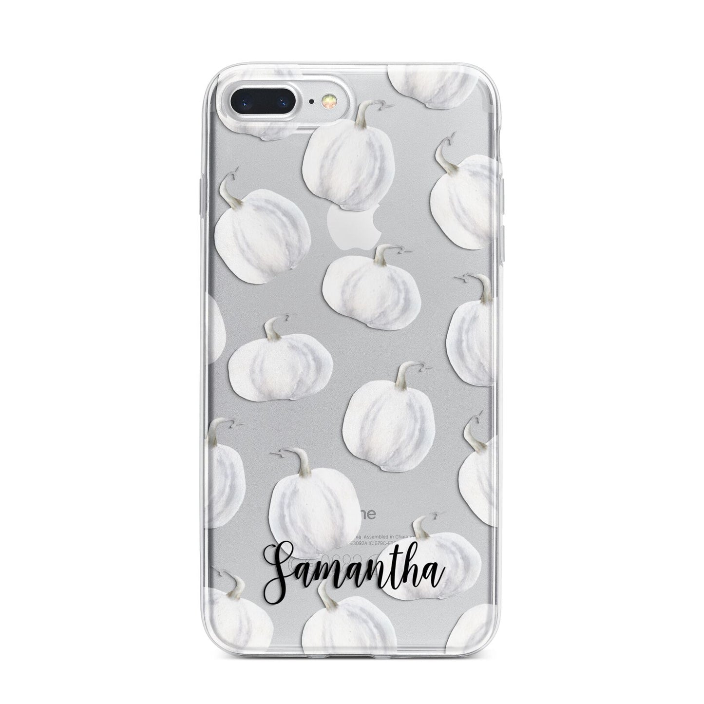 Monochrome Pumpkins with Text iPhone 7 Plus Bumper Case on Silver iPhone
