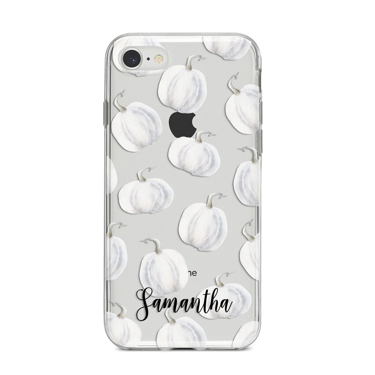 Monochrome Pumpkins with Text iPhone 8 Bumper Case on Silver iPhone