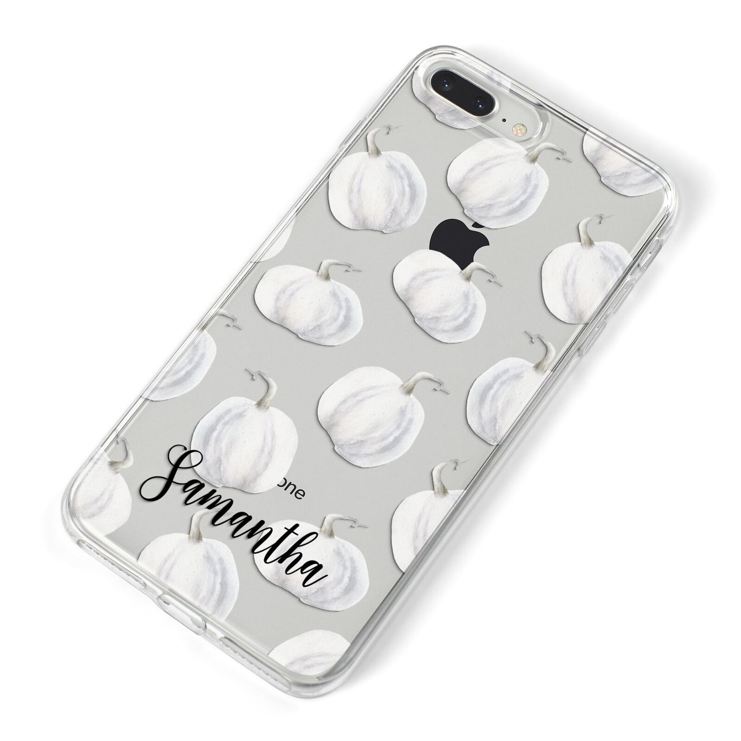 Monochrome Pumpkins with Text iPhone 8 Plus Bumper Case on Silver iPhone Alternative Image
