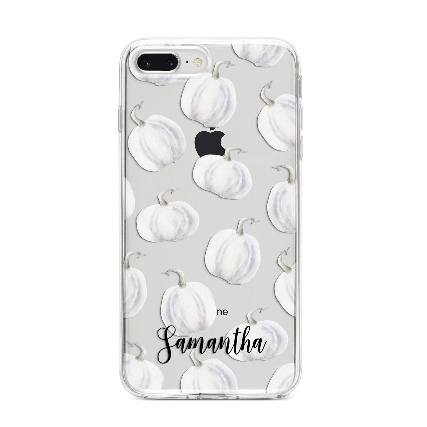 Monochrome Pumpkins with Text iPhone 8 Plus Bumper Case on Silver iPhone