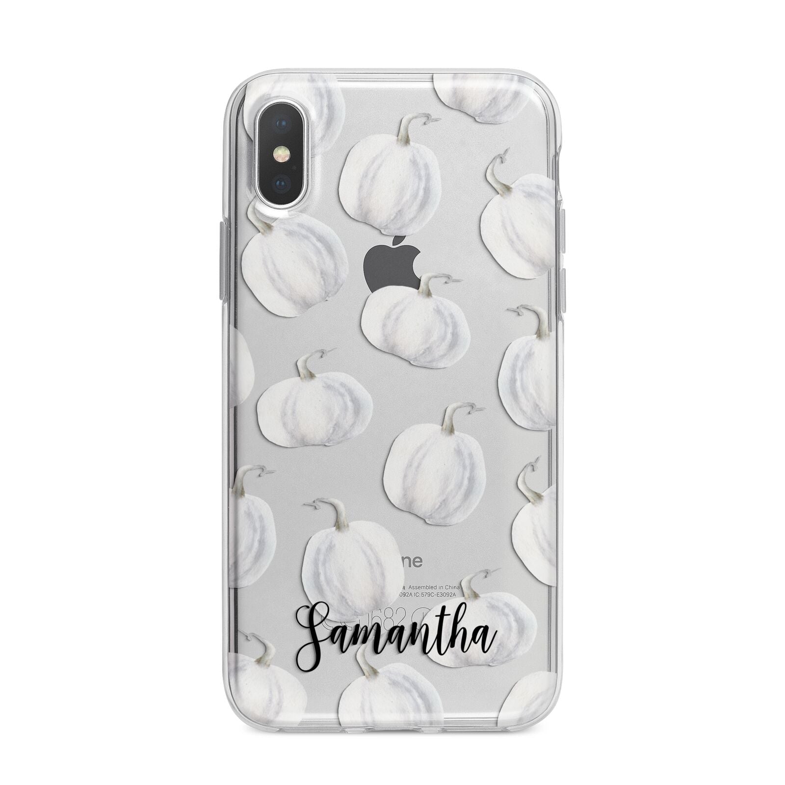 Monochrome Pumpkins with Text iPhone X Bumper Case on Silver iPhone Alternative Image 1