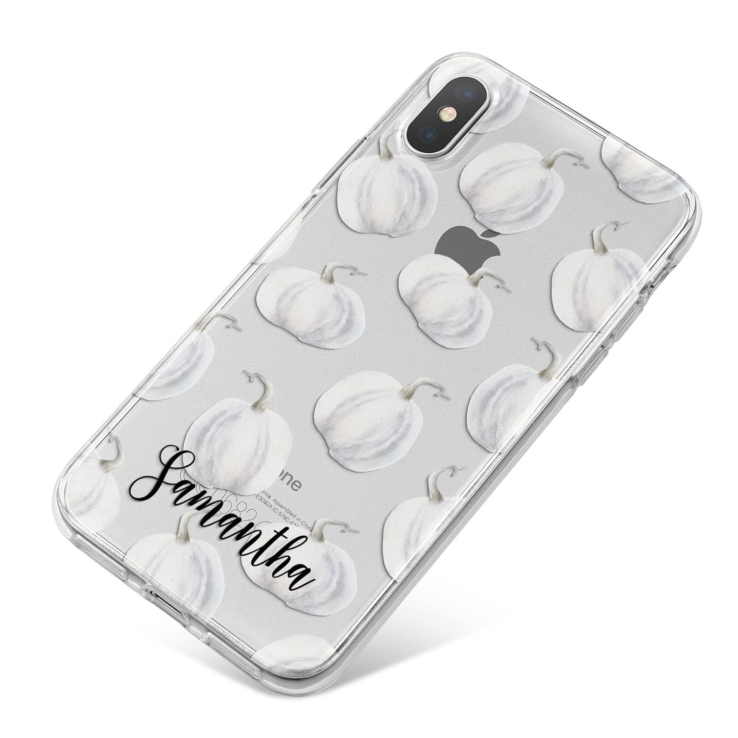 Monochrome Pumpkins with Text iPhone X Bumper Case on Silver iPhone