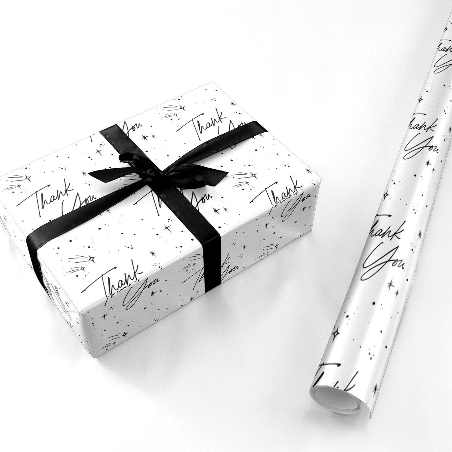 Monochrome Thank You Personalised Wrapping Paper