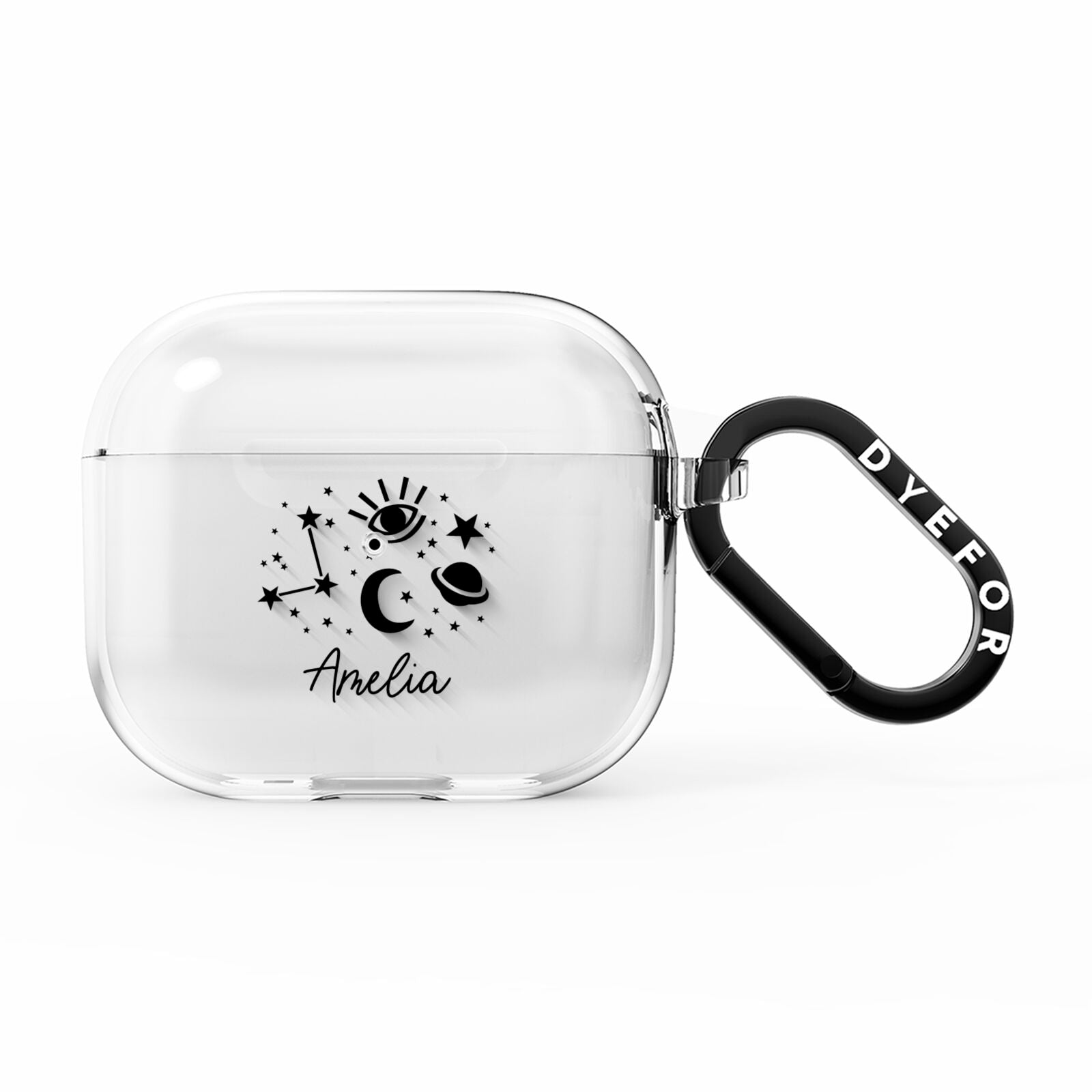 Monochrome Zodiac Constellations with Name AirPods Clear Case 3rd Gen
