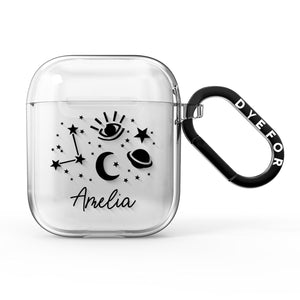 Monochrome Zodiac Constellations with Name AirPods Case