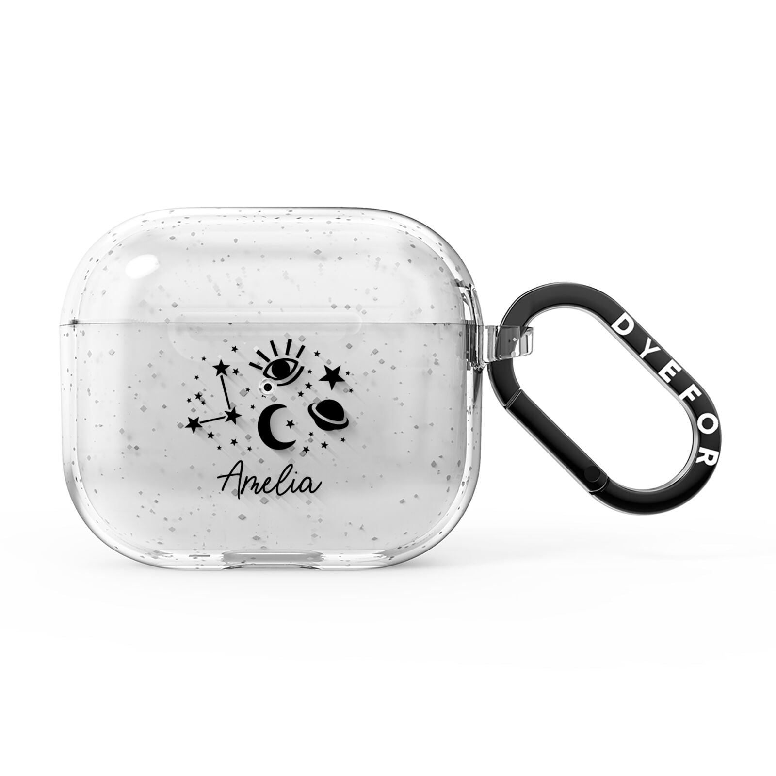 Monochrome Zodiac Constellations with Name AirPods Glitter Case 3rd Gen