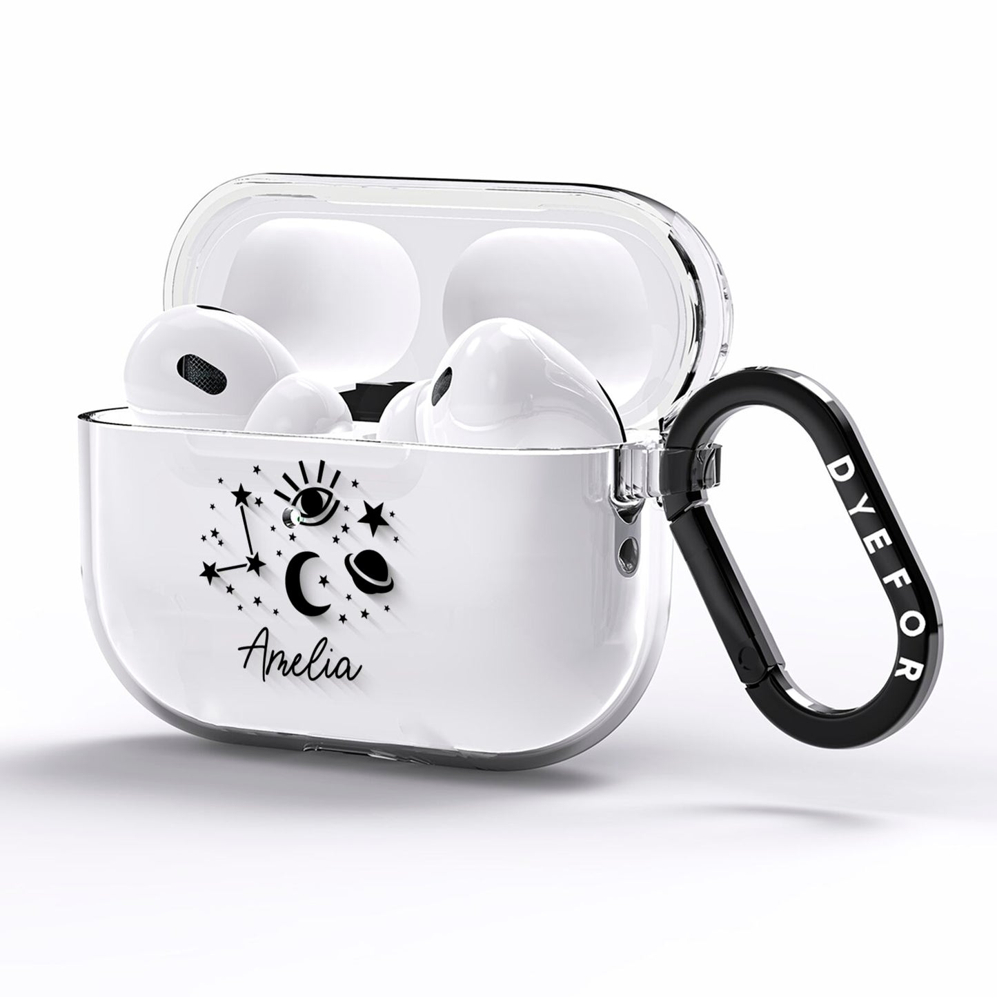 Monochrome Zodiac Constellations with Name AirPods Pro Clear Case Side Image