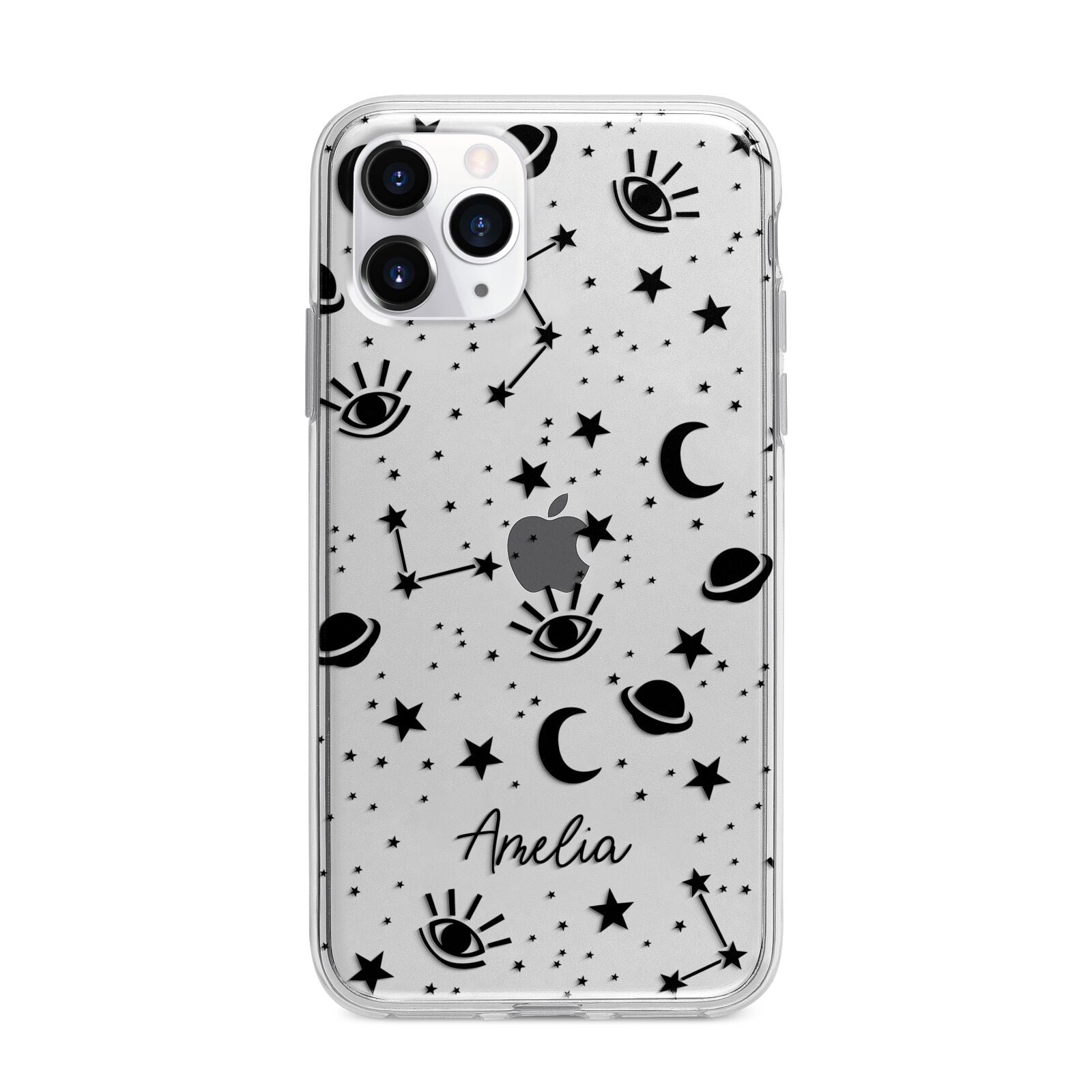 Monochrome Zodiac Constellations with Name Apple iPhone 11 Pro Max in Silver with Bumper Case