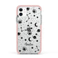 Monochrome Zodiac Constellations with Name Apple iPhone 11 in White with Pink Impact Case