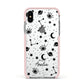 Monochrome Zodiac Constellations with Name Apple iPhone Xs Impact Case Pink Edge on Silver Phone