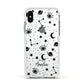 Monochrome Zodiac Constellations with Name Apple iPhone Xs Impact Case White Edge on Silver Phone