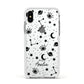Monochrome Zodiac Constellations with Name Apple iPhone Xs Impact Case White Edge on Silver Phone