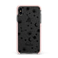 Monochrome Zodiac Constellations with Name Apple iPhone Xs Max Impact Case Pink Edge on Black Phone