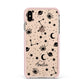 Monochrome Zodiac Constellations with Name Apple iPhone Xs Max Impact Case Pink Edge on Gold Phone