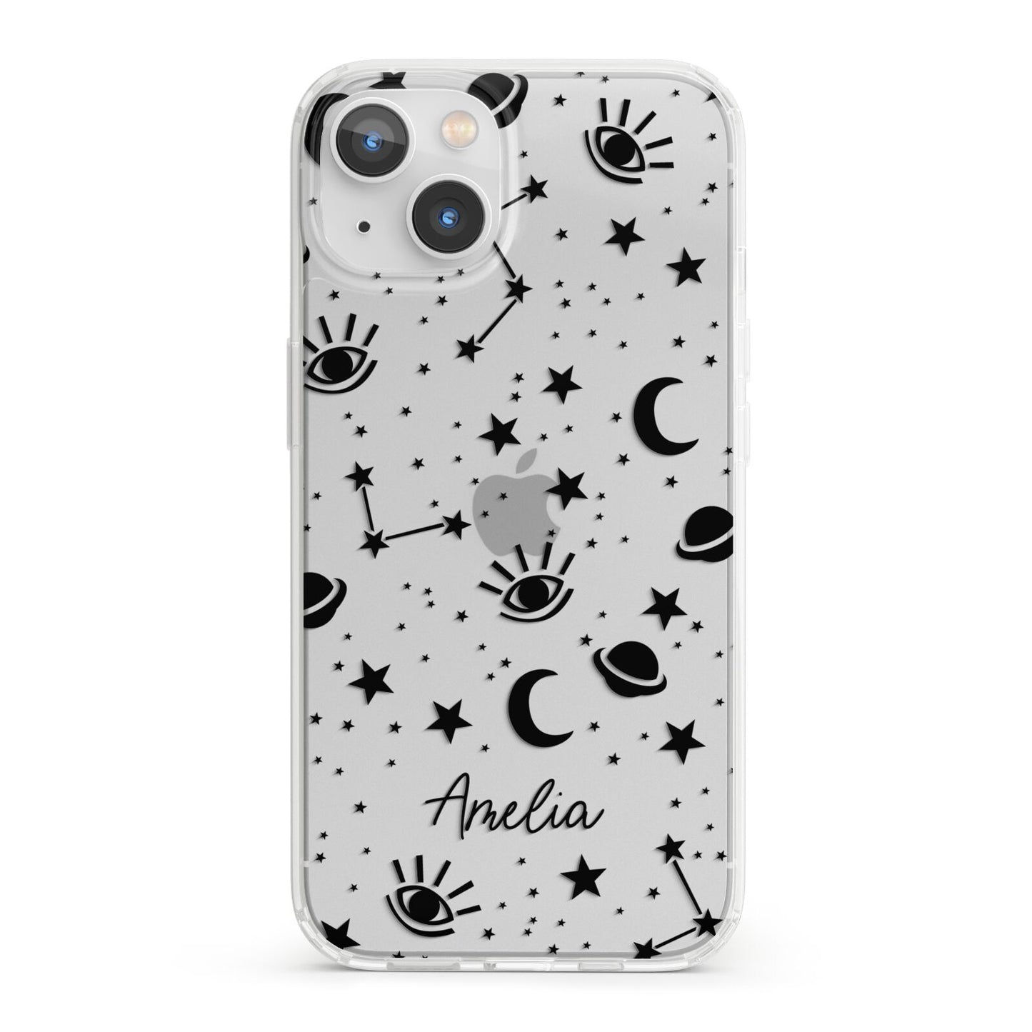 Monochrome Zodiac Constellations with Name iPhone 13 Clear Bumper Case