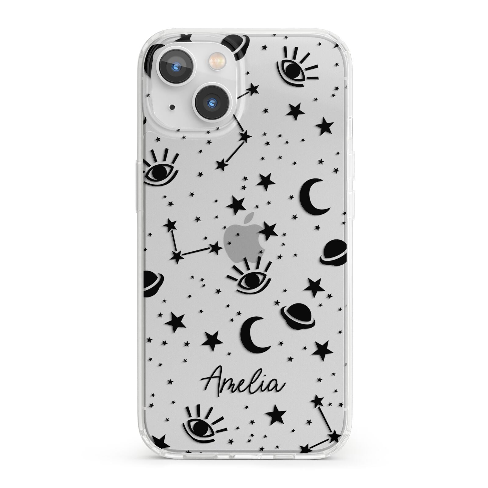 Monochrome Zodiac Constellations with Name iPhone 13 Clear Bumper Case