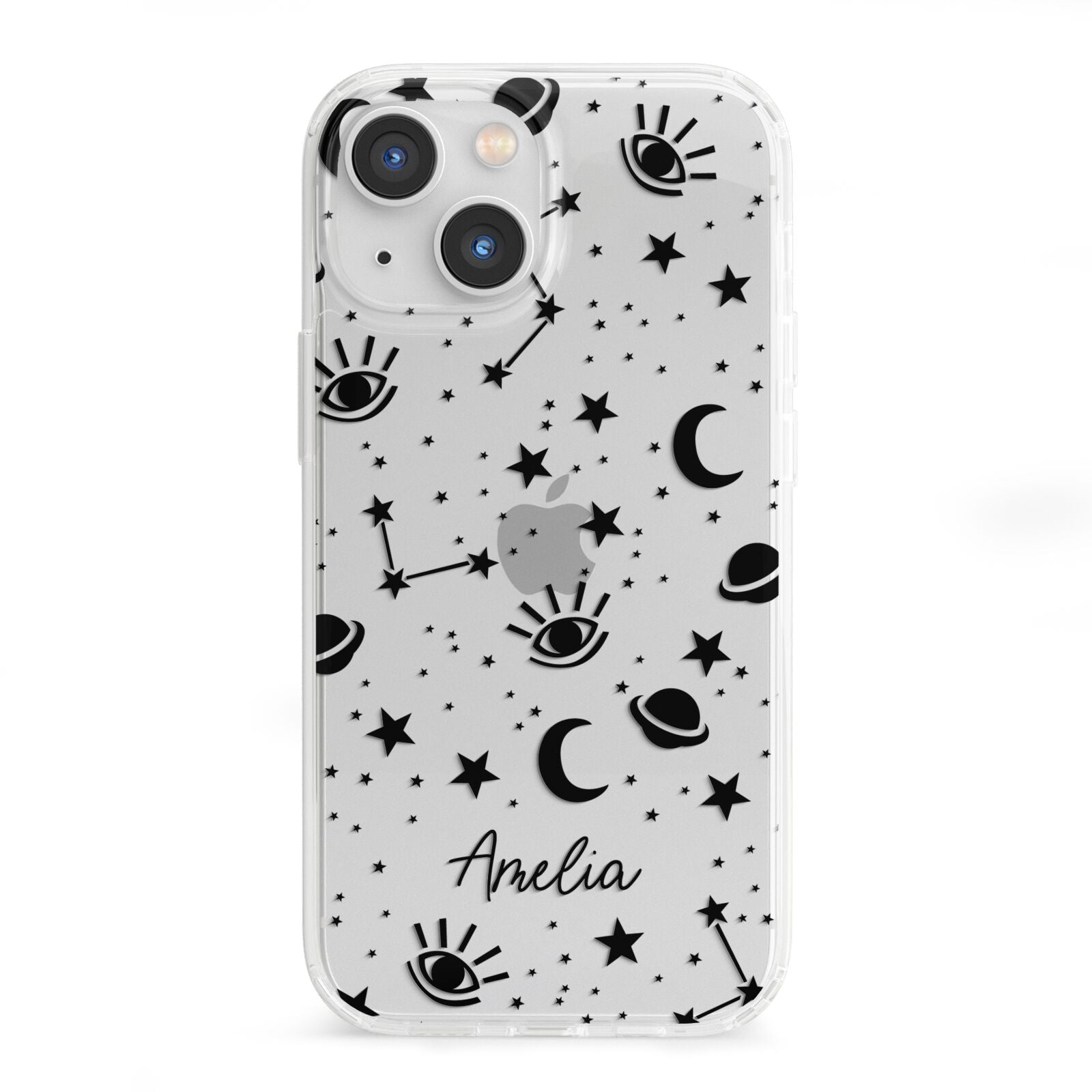 Monochrome Zodiac Constellations with Name iPhone 13 Mini Clear Bumper Case