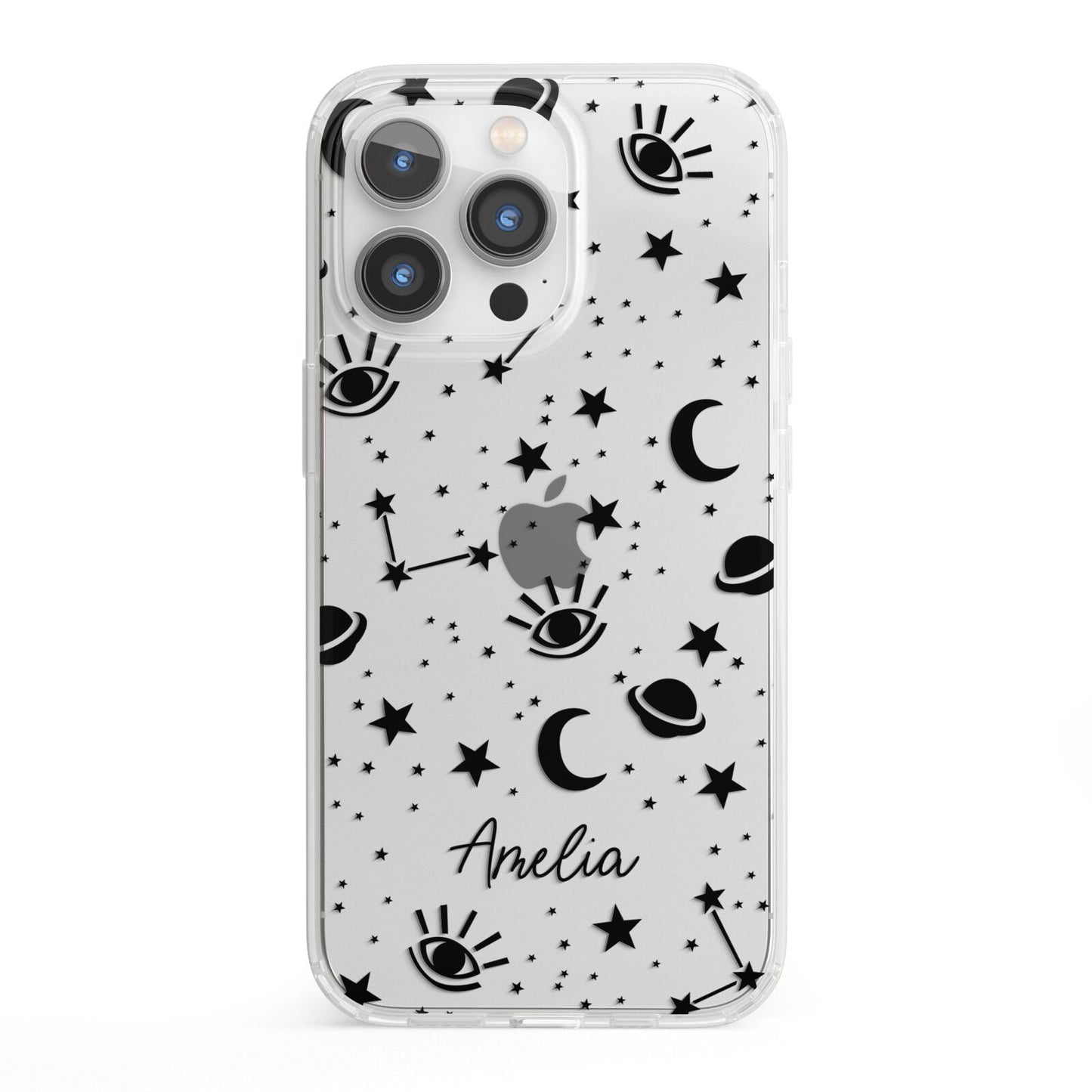 Monochrome Zodiac Constellations with Name iPhone 13 Pro Clear Bumper Case