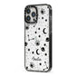 Monochrome Zodiac Constellations with Name iPhone 13 Pro Max Black Impact Case Side Angle on Silver phone