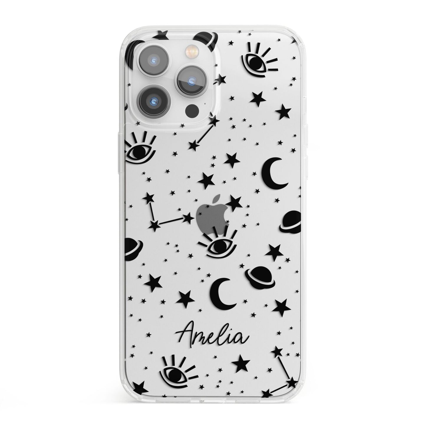 Monochrome Zodiac Constellations with Name iPhone 13 Pro Max Clear Bumper Case