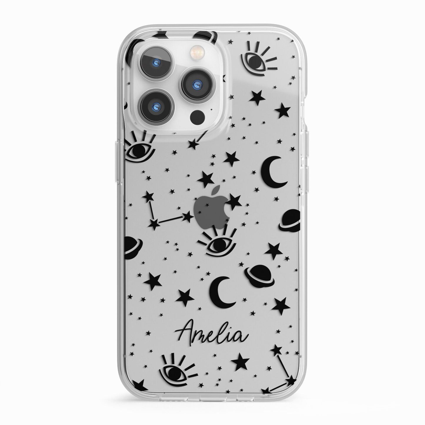 Monochrome Zodiac Constellations with Name iPhone 13 Pro TPU Impact Case with White Edges