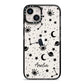 Monochrome Zodiac Constellations with Name iPhone 14 Black Impact Case on Silver phone