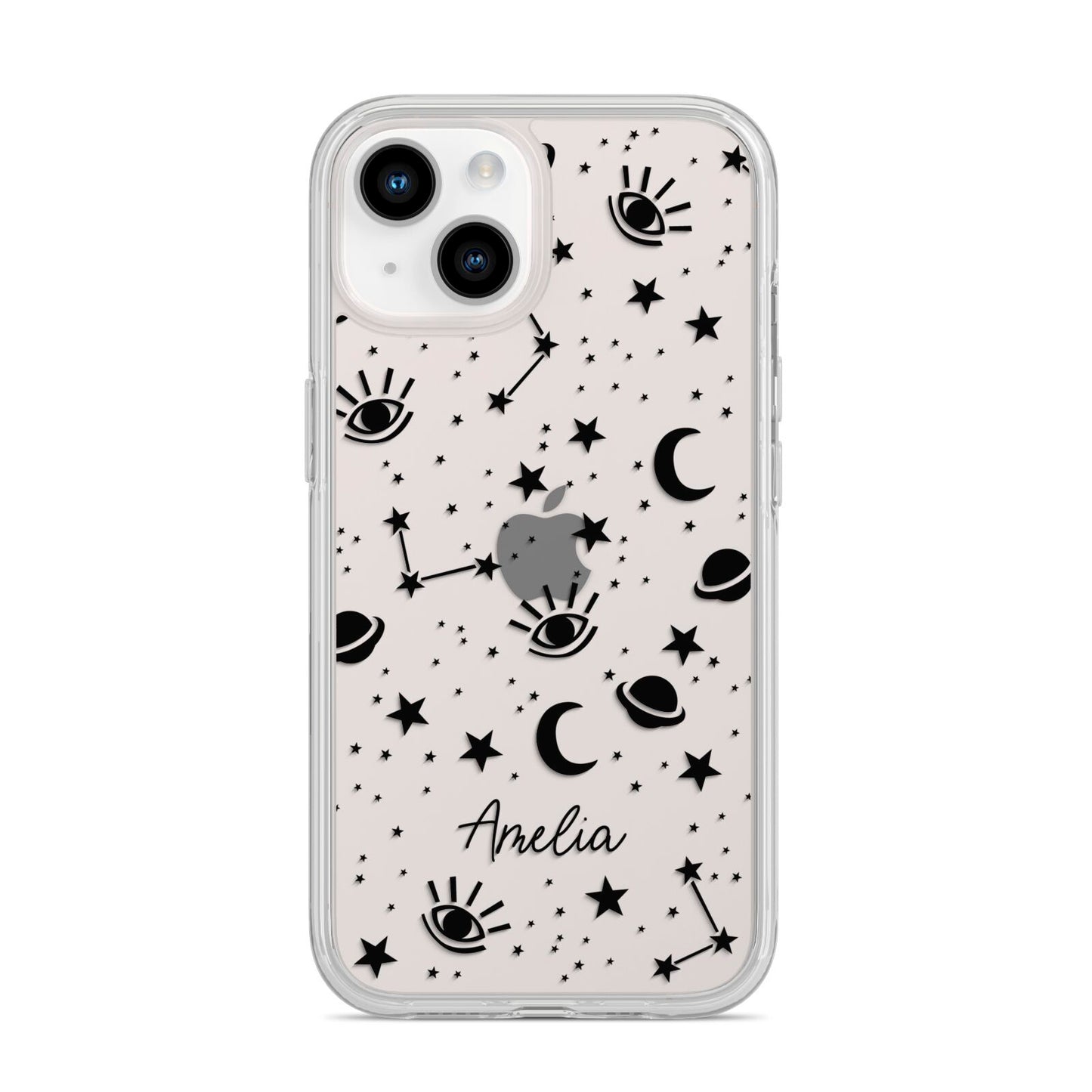 Monochrome Zodiac Constellations with Name iPhone 14 Clear Tough Case Starlight