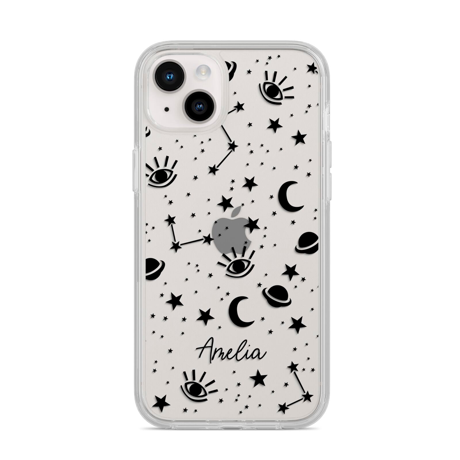 Monochrome Zodiac Constellations with Name iPhone 14 Plus Clear Tough Case Starlight