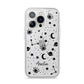 Monochrome Zodiac Constellations with Name iPhone 14 Pro Clear Tough Case Silver