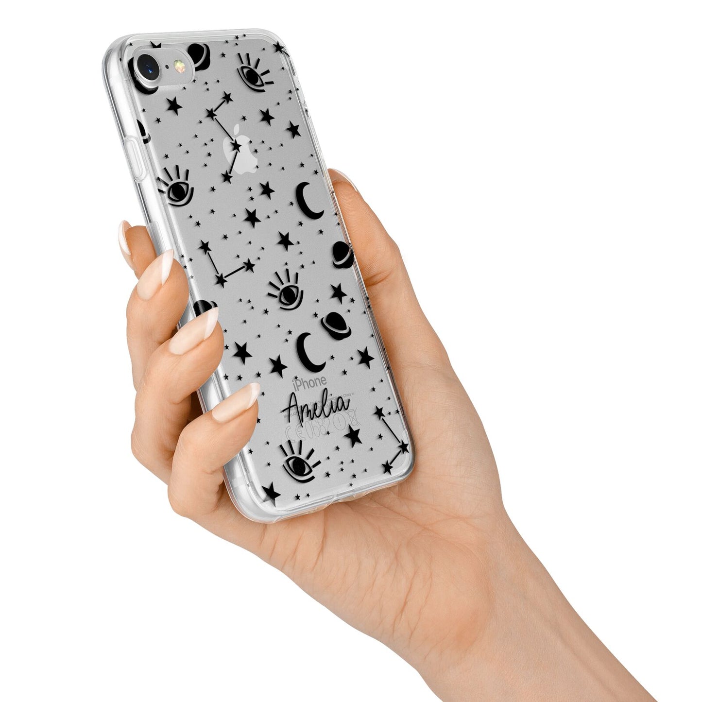 Monochrome Zodiac Constellations with Name iPhone 7 Bumper Case on Silver iPhone Alternative Image