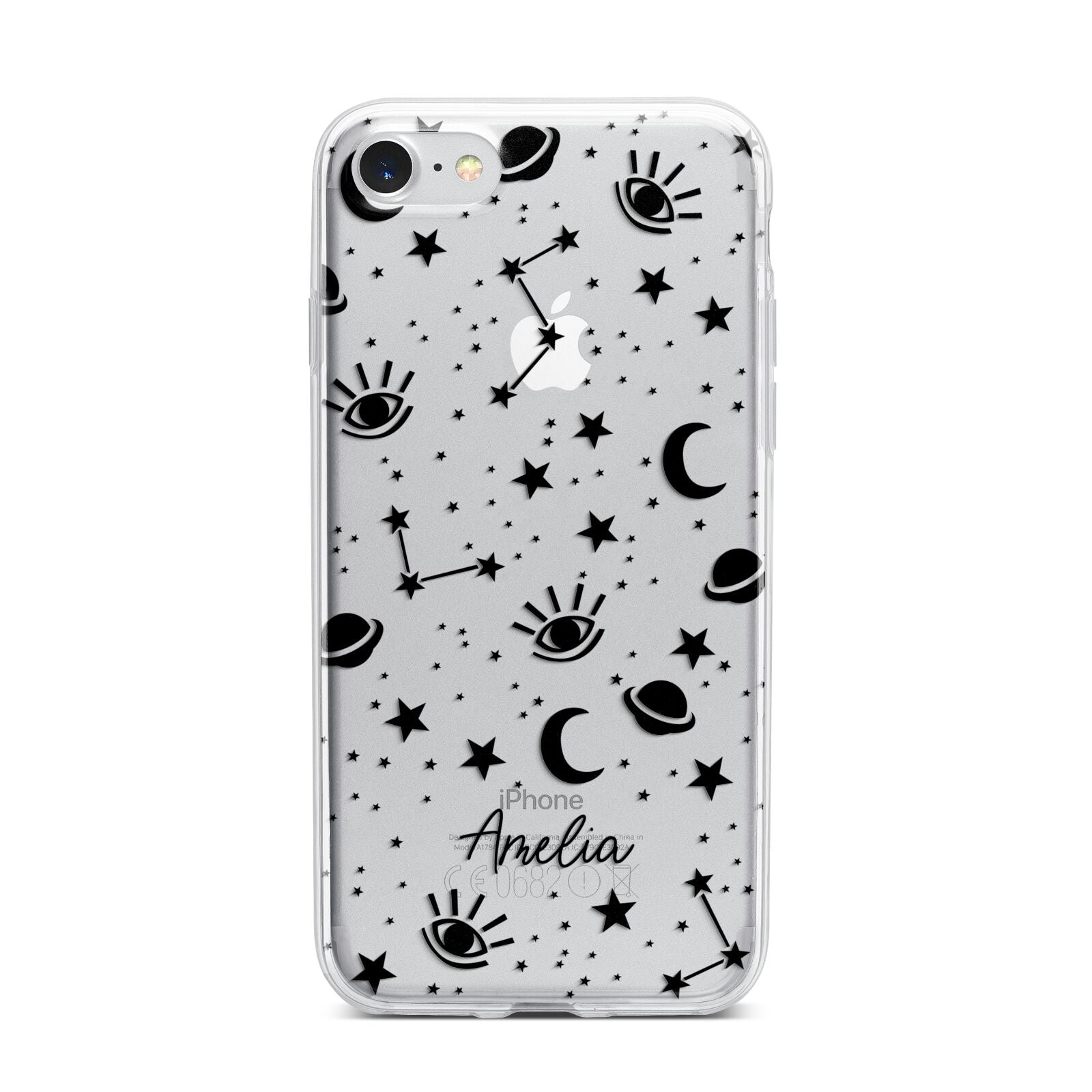 Monochrome Zodiac Constellations with Name iPhone 7 Bumper Case on Silver iPhone