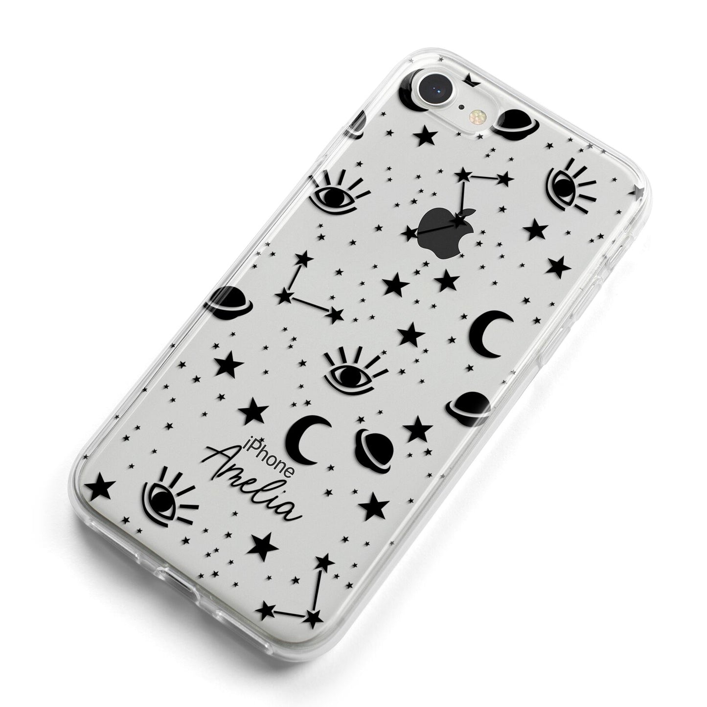Monochrome Zodiac Constellations with Name iPhone 8 Bumper Case on Silver iPhone Alternative Image