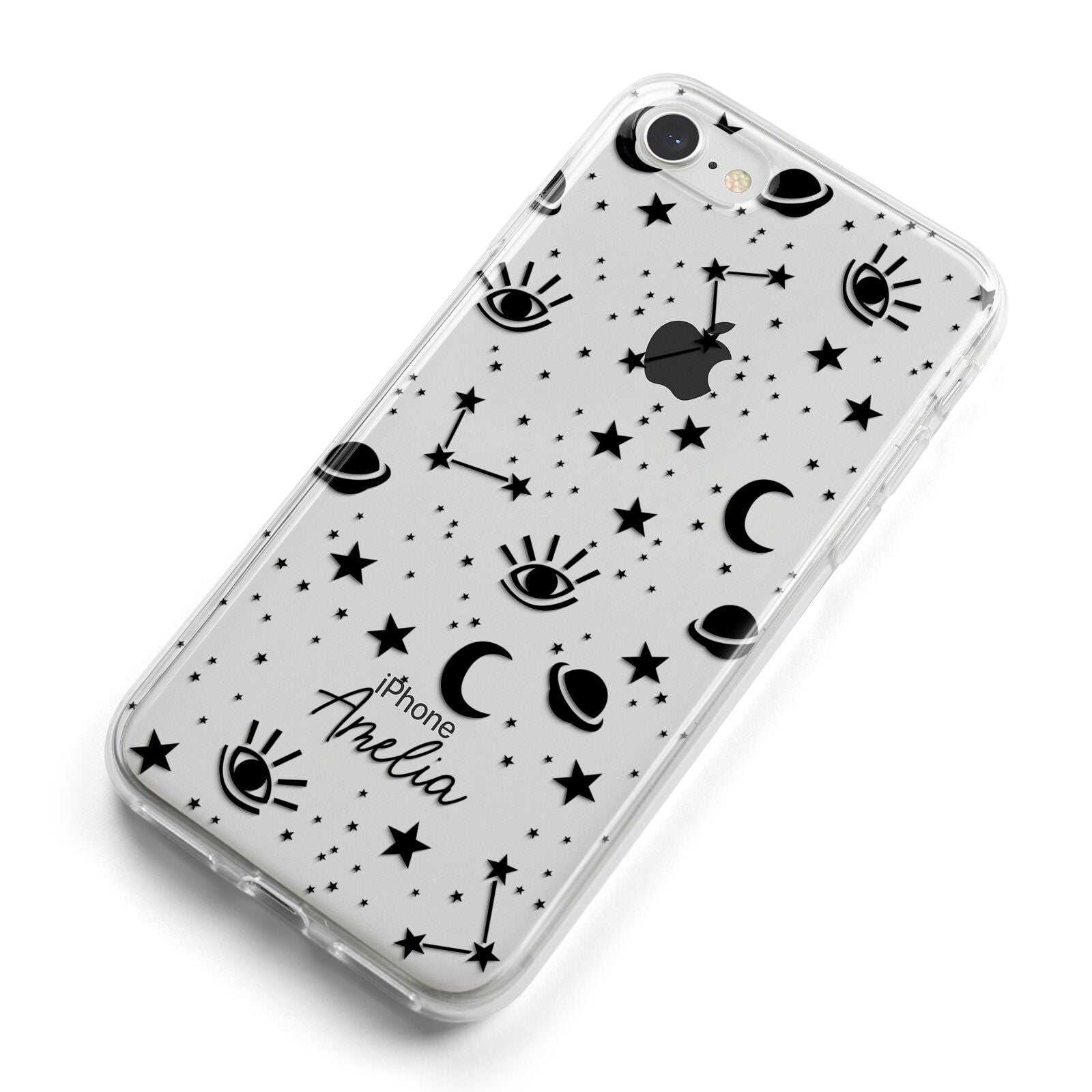 Monochrome Zodiac Constellations with Name iPhone 8 Bumper Case on Silver iPhone Alternative Image