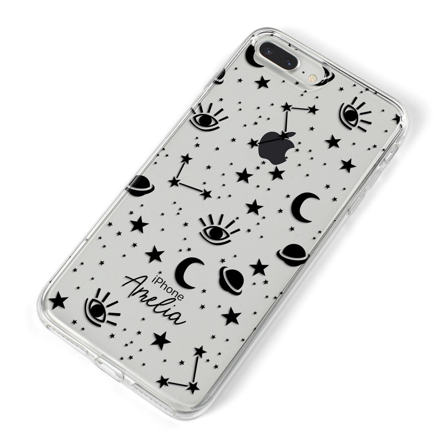 Monochrome Zodiac Constellations with Name iPhone 8 Plus Bumper Case on Silver iPhone Alternative Image