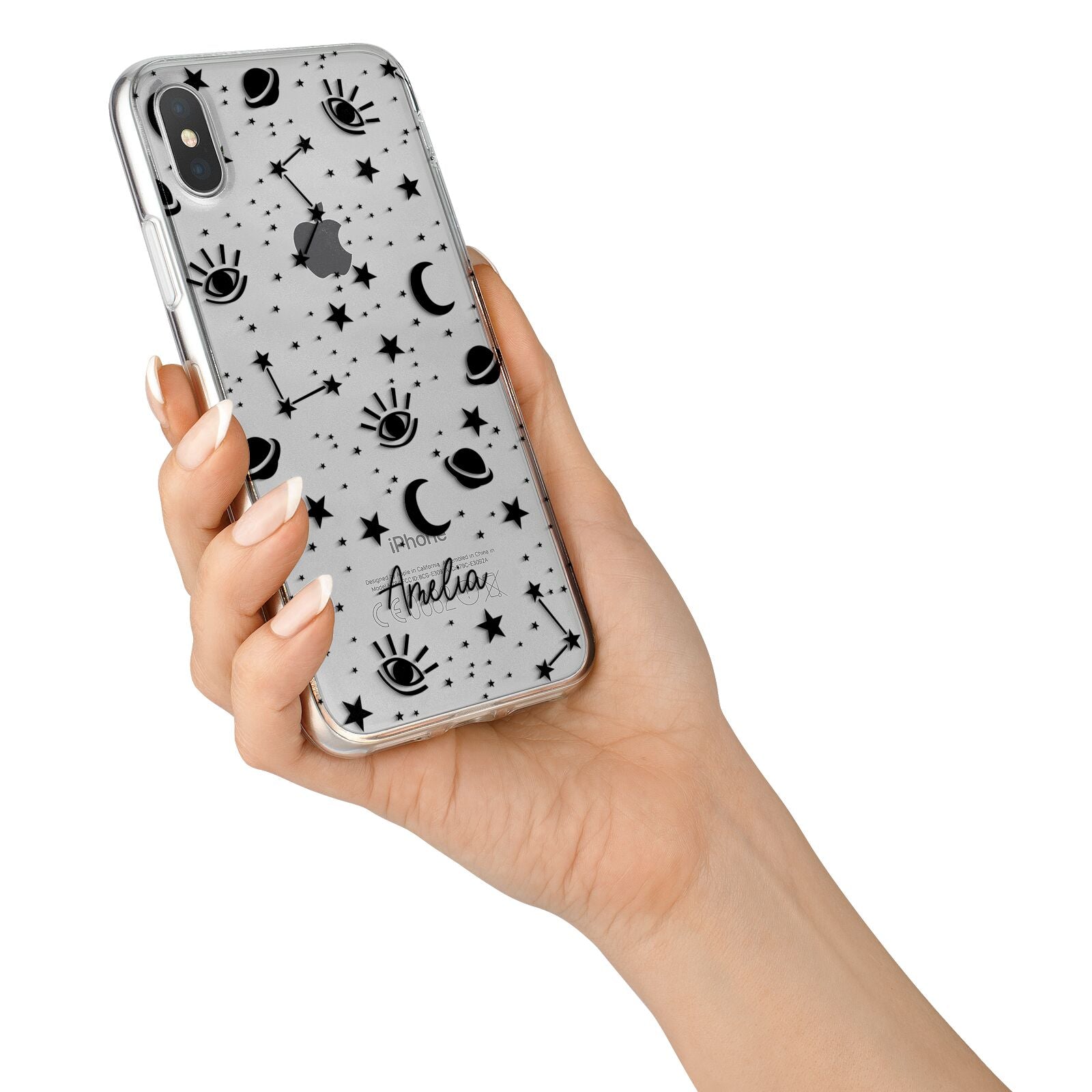 Monochrome Zodiac Constellations with Name iPhone X Bumper Case on Silver iPhone Alternative Image 2