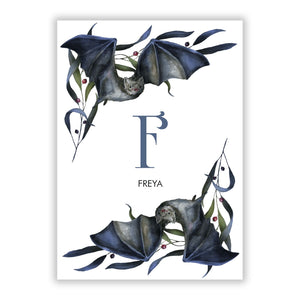 Monogram Bats Greetings Card