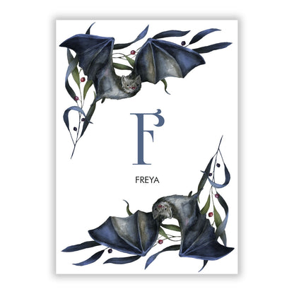 Monogram Bats A5 Flat Greetings Card
