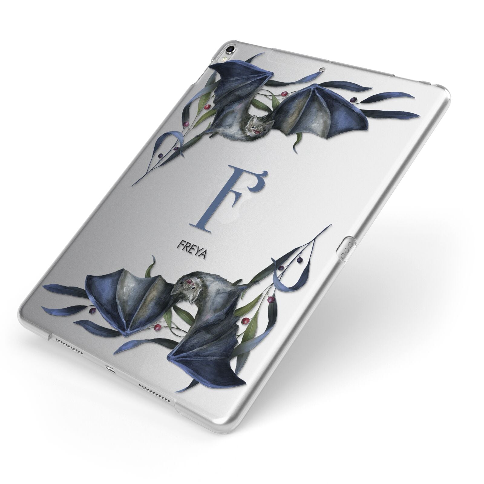 Monogram Bats Apple iPad Case on Silver iPad Side View