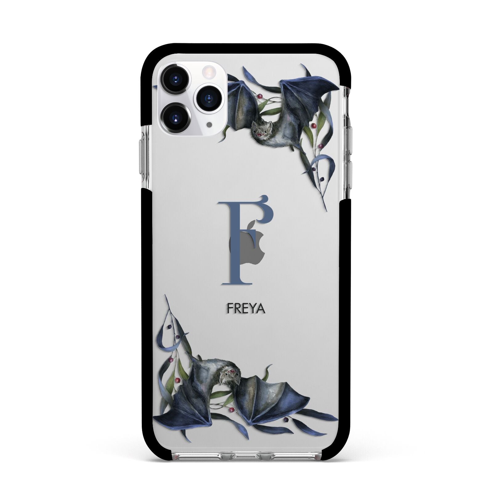 Monogram Bats Apple iPhone 11 Pro Max in Silver with Black Impact Case