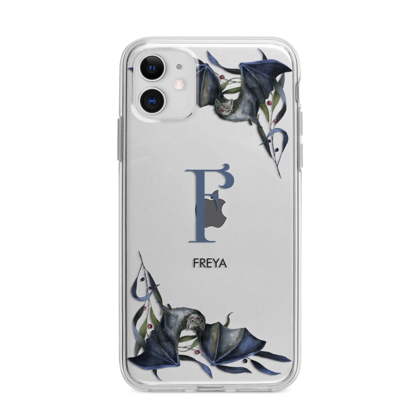 Monogram Bats Apple iPhone 11 in White with Bumper Case
