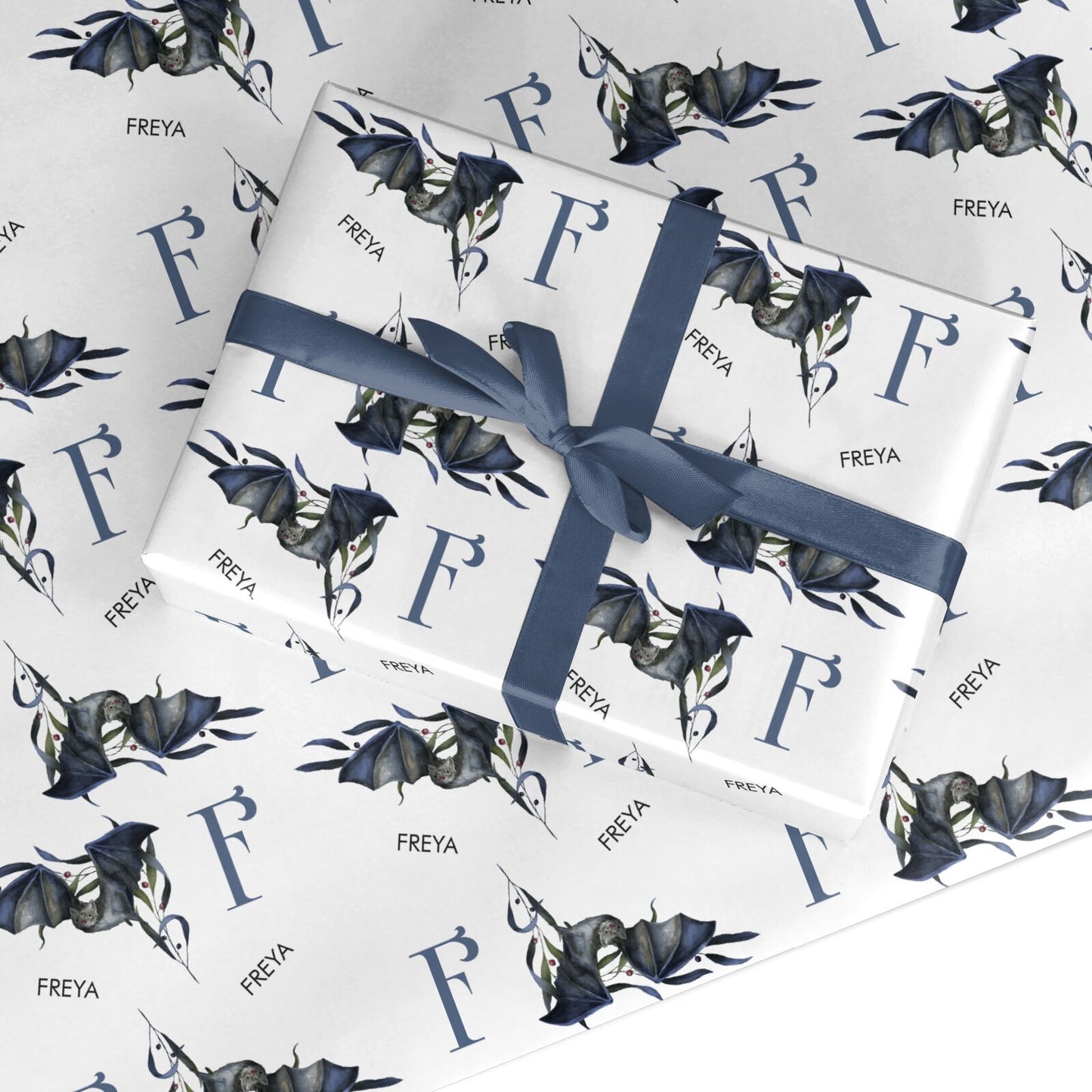 Monogram Bats Custom Wrapping Paper
