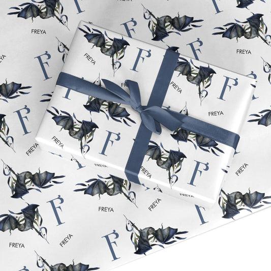 Monogram Bats Custom Wrapping Paper