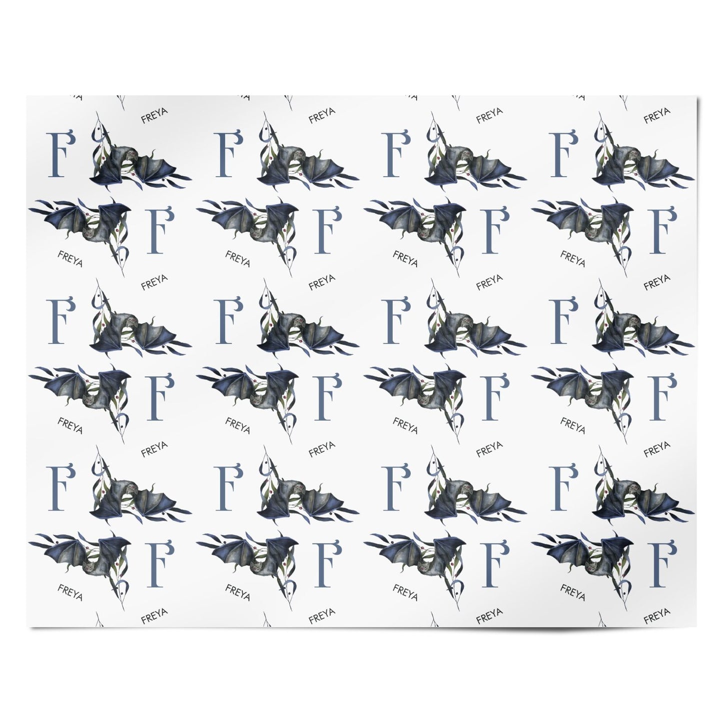 Monogram Bats Personalised Wrapping Paper Alternative