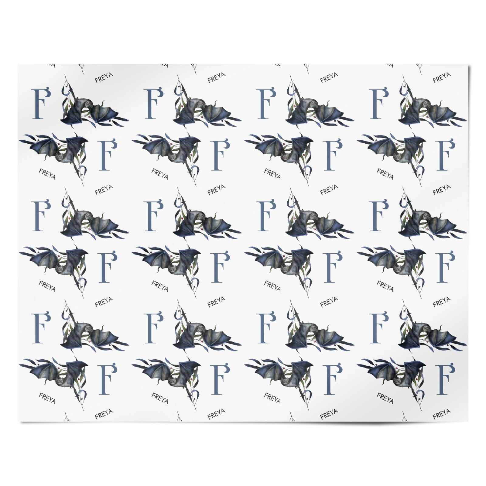 Monogram Bats Personalised Wrapping Paper Alternative